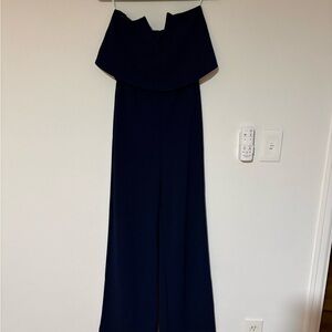 Lulu's Navy strapless Off-Shoulder Wide-Leg Jumpsuit
